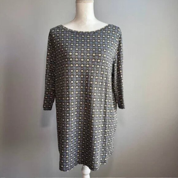 J Jill Size Top 4X 3/4 Sleeve Shirt Micro Flowers Pina Cotton Blend Relaxed Fit - Picture 1 of 9